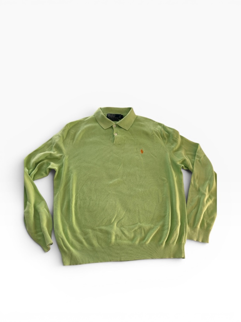 Vintage Polo by Ralph Lauren Pima cotton polo sweater size L, Lime green